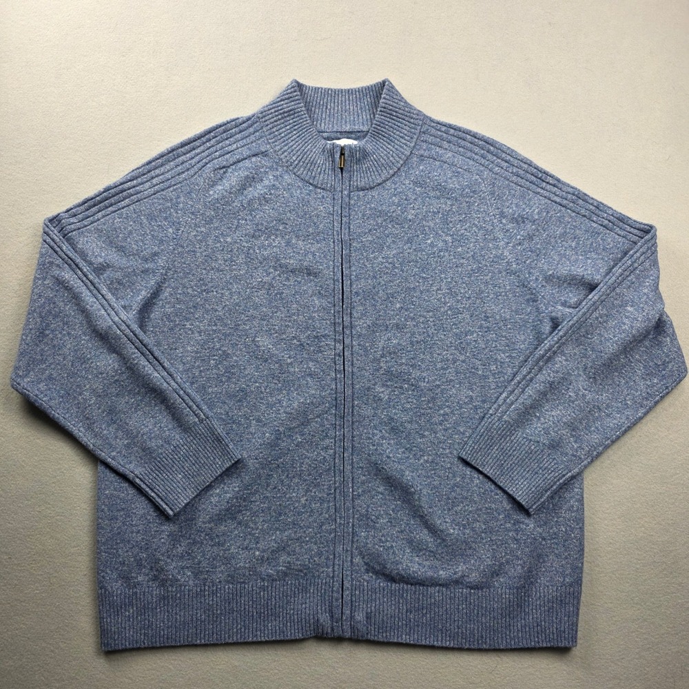 Croft & Barrow Mens Blue Marl Full Zip Mock Neck Cardigan Sweater XL WC5FS111RS1